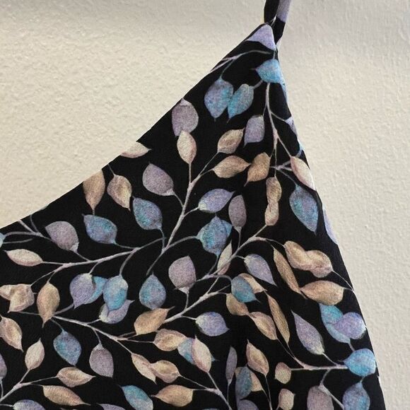 INTERMIX RUFFLED HIGH-LOW DRESS LAYLA NAVY LEAF PRINT SILK SIZE SMALL - Picture 7 of 13